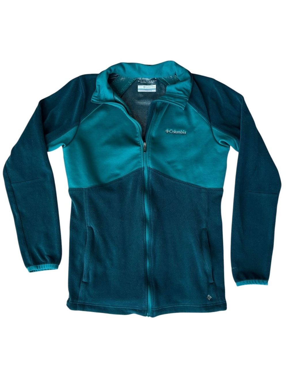 Columbia Omni-Heat Teal Colorblock Full Zip Fleece Jacket Size M